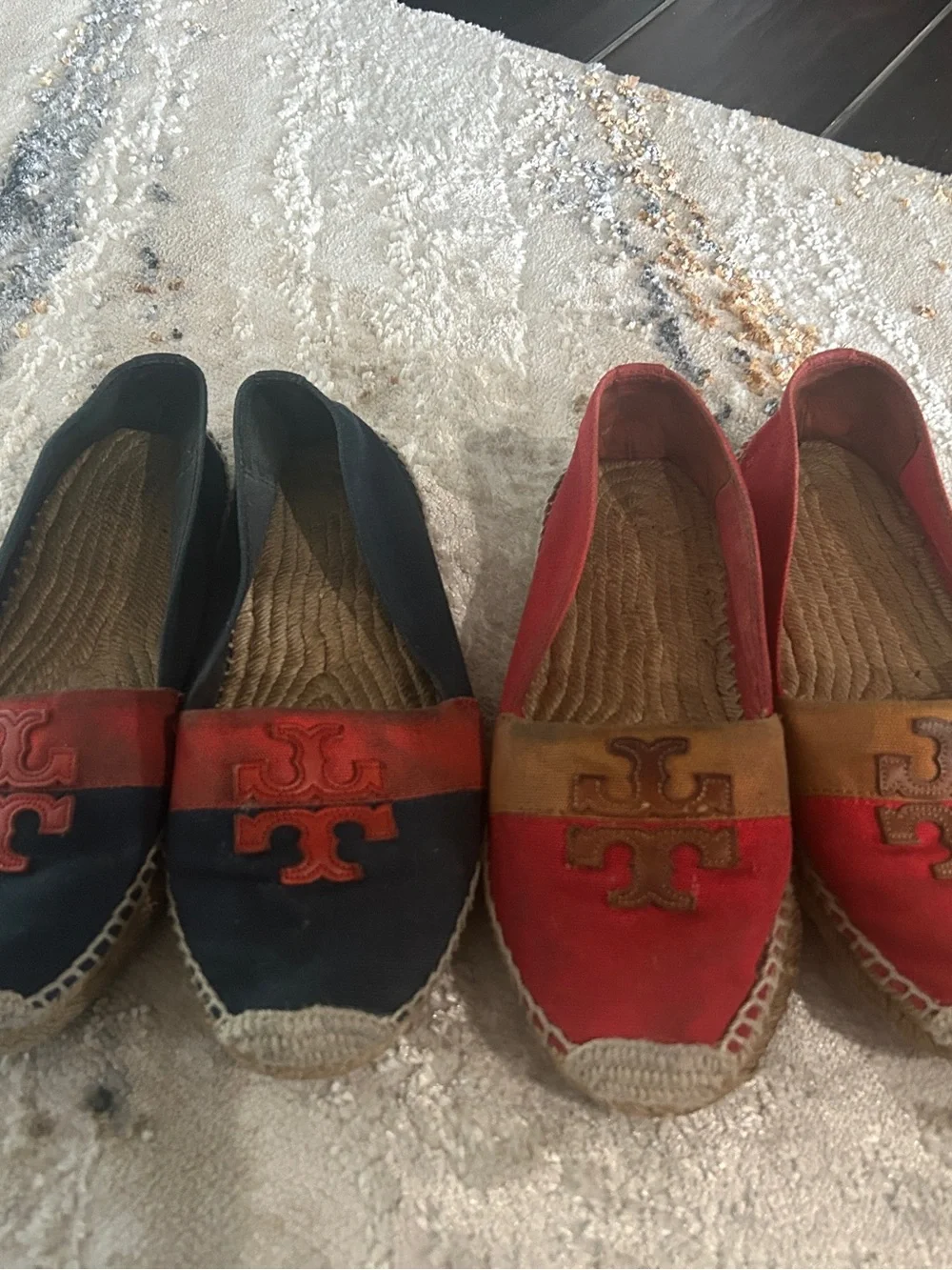Tory Burch Canvas Espadrille Pair in Navy, Red and Tan